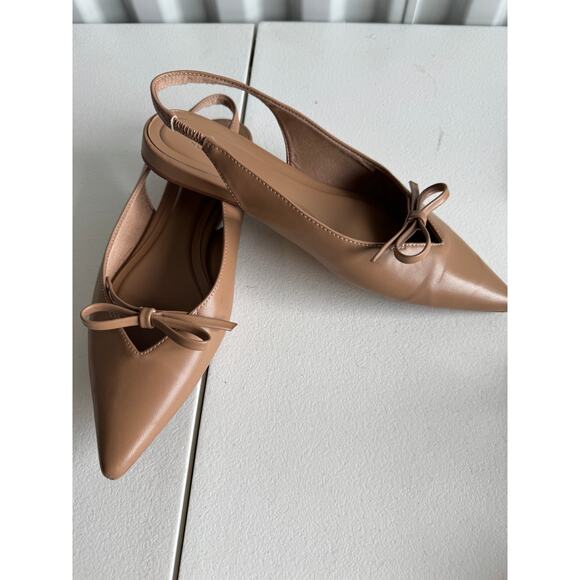 4 for $10 H&M Vegan Leather sling Back flat shoe in nude 6 EUC - Picture 2 of 7